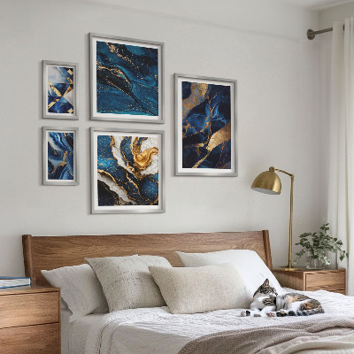Polittico con cornice Motivi astratti blu