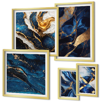 Polittico con cornice Motivi astratti blu
