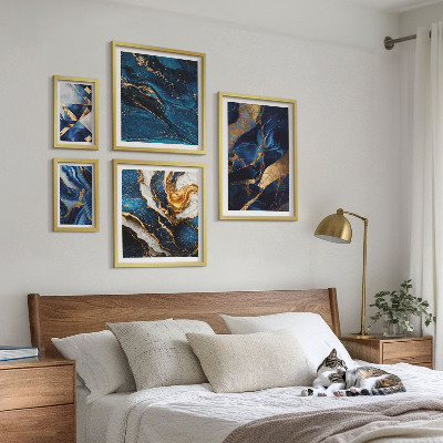Polittico con cornice Motivi astratti blu