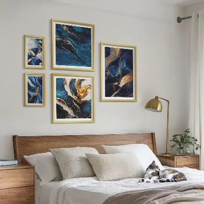 Polittico con cornice Motivi astratti blu polittico con cornice motivo astratto blu