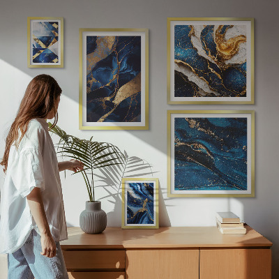 Polittico con cornice Motivi astratti blu