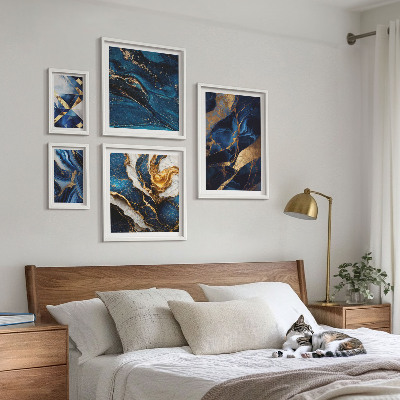 Polittico con cornice Motivi astratti blu