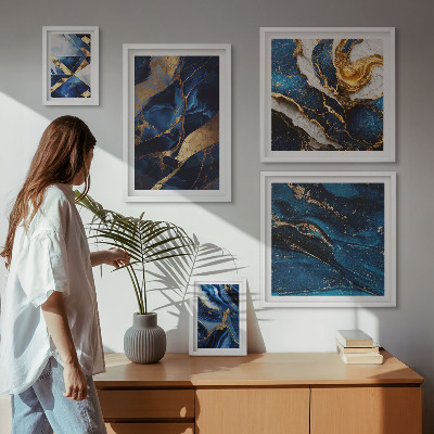 Polittico con cornice Motivi astratti blu
