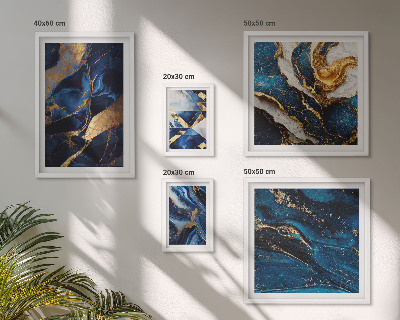 Polittico con cornice Motivi astratti blu