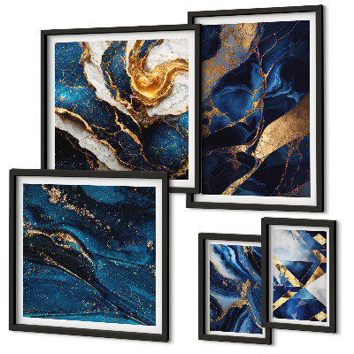 Polittico con cornice Motivi astratti blu