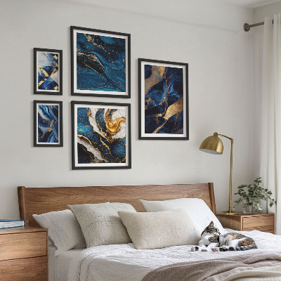 Polittico con cornice Motivi astratti blu