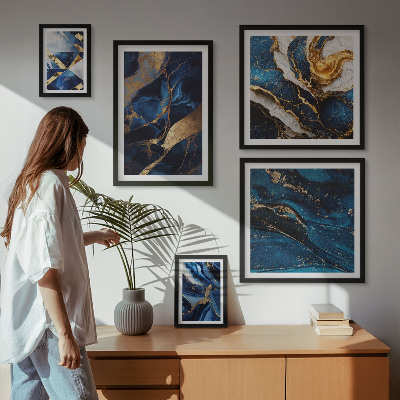 Polittico con cornice Motivi astratti blu