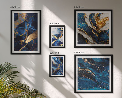 Polittico con cornice Motivi astratti blu