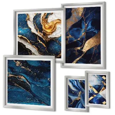 Polittico con cornice Motivi astratti blu polittico con cornice motivo astratto blu