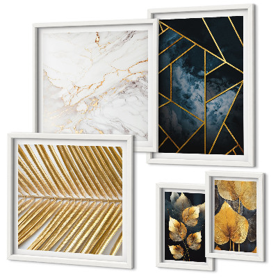 Set di quadri incorniciati Foglie e geometria eleganti