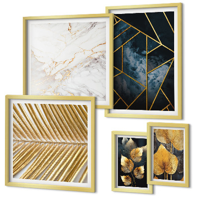 Set di quadri incorniciati Foglie e geometria eleganti