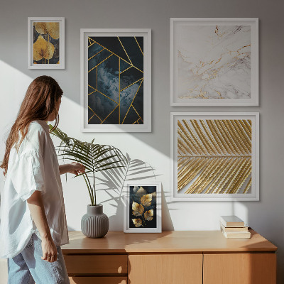 Set di quadri incorniciati Foglie e geometria eleganti