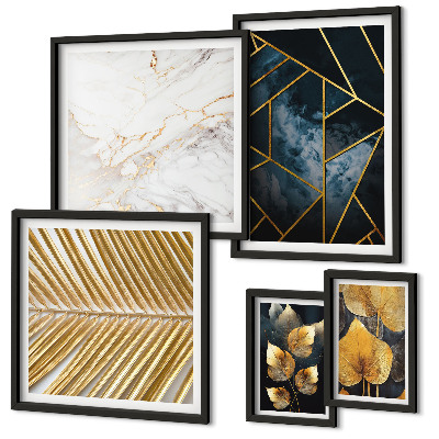 Set di quadri incorniciati Foglie e geometria eleganti