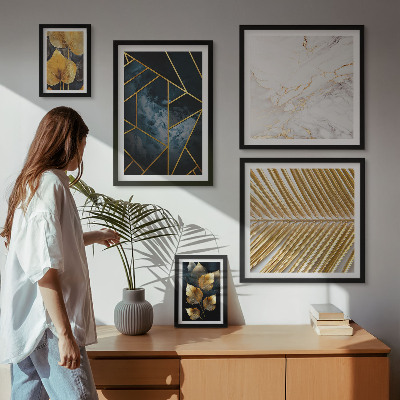 Set di quadri incorniciati Foglie e geometria eleganti
