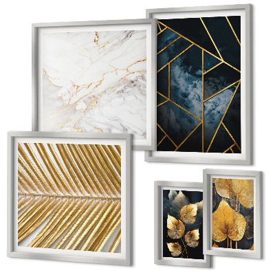 Set di quadri incorniciati Foglie e geometria eleganti