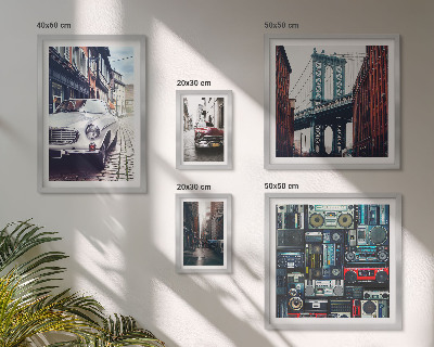 Polittico con cornice Auto eleganti e architettura urbana