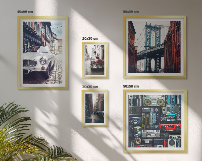 Polittico con cornice Auto eleganti e architettura urbana