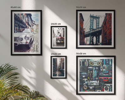 Polittico con cornice Auto eleganti e architettura urbana