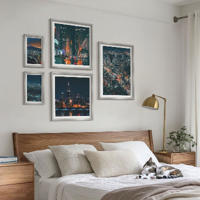 Polittico con cornice Vedute notturne di città moderne