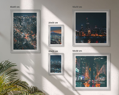 Polittico con cornice Vedute notturne di città moderne