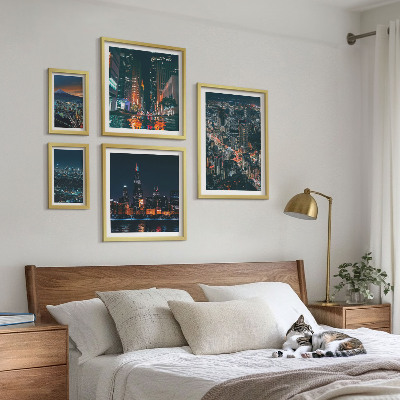 Polittico con cornice Vedute notturne di città moderne