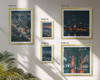Polittico con cornice Vedute notturne di città moderne