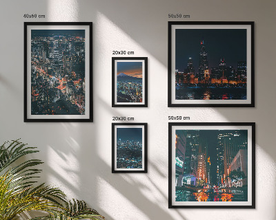 Polittico con cornice Vedute notturne di città moderne