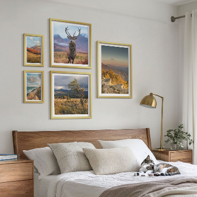 Set di 5 quadri Paesaggi montani ricchi di fauna selvatica