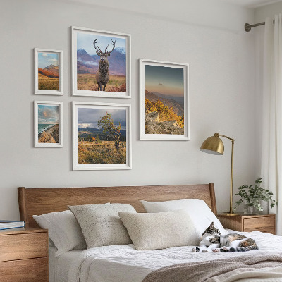 Set di 5 quadri Paesaggi montani ricchi di fauna selvatica