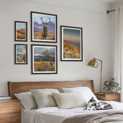 Set di 5 quadri Paesaggi montani ricchi di fauna selvatica