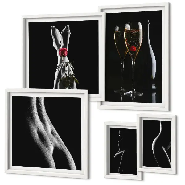 Set di quadri incorniciati con eleganti dettagli moderni in nero e rosso