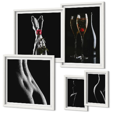 Set di quadri incorniciati Eleganti dettagli moderni in nero e rosso