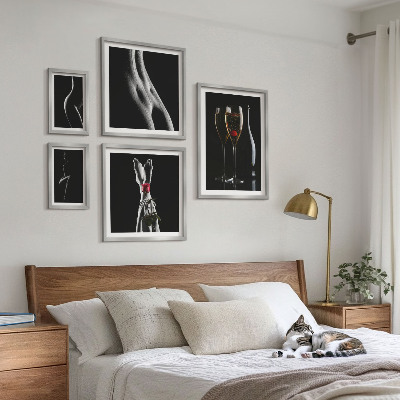 Set di quadri incorniciati Eleganti dettagli moderni in nero e rosso