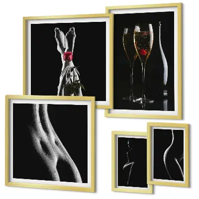 Set di quadri incorniciati con eleganti dettagli moderni in nero e rosso