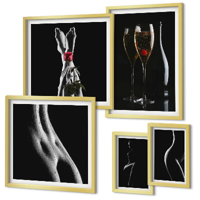 Set di quadri incorniciati Eleganti dettagli moderni in nero e rosso
