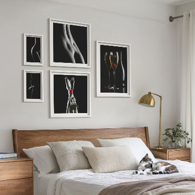 Set di quadri incorniciati Eleganti dettagli moderni in nero e rosso