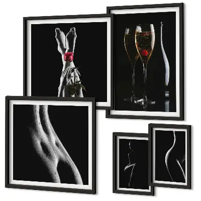 Set di quadri incorniciati con eleganti dettagli moderni in nero e rosso