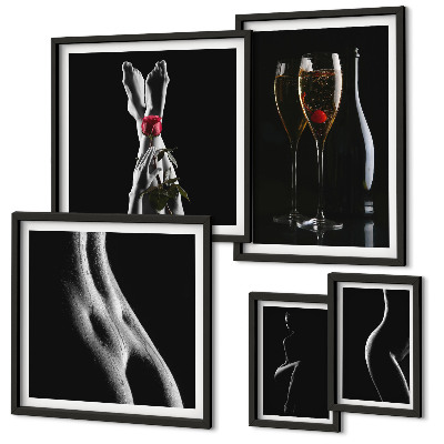 Set di quadri incorniciati Eleganti dettagli moderni in nero e rosso