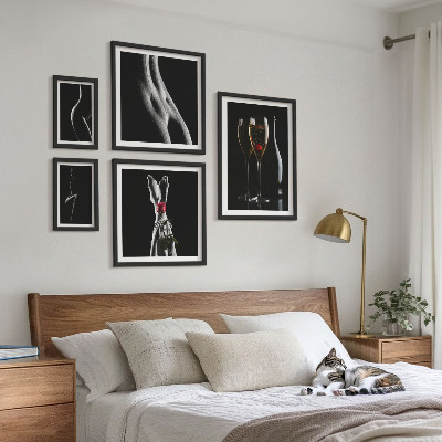 Set di quadri incorniciati Eleganti dettagli moderni in nero e rosso