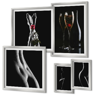 Set di quadri incorniciati Eleganti dettagli moderni in nero e rosso