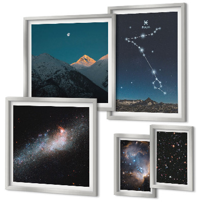 Set di 5 quadri Paesaggi spaziali moderni