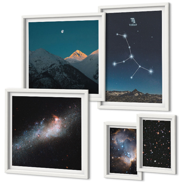Polittico con cornice Paesaggi cosmici di notte con le stelle