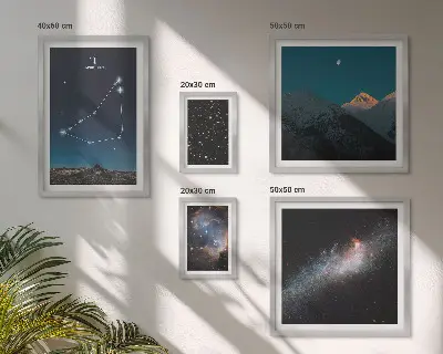 Set di 5 quadri con paesaggi cosmici e costellazioni