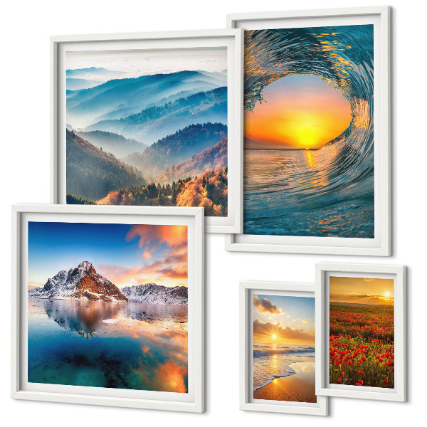 Set di quadri incorniciati Paesaggi naturali mare montagne fiori