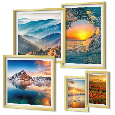 Set di quadri incorniciati Paesaggi naturali mare montagne fiori