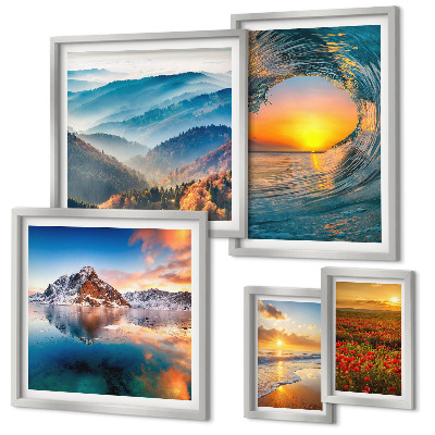 Set di quadri incorniciati Paesaggi naturali mare montagne fiori