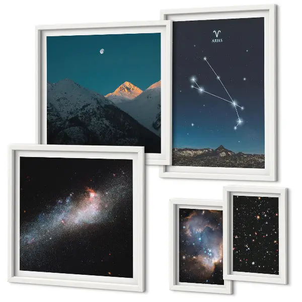 Visioni cosmiche delle galassie polittico con cornice