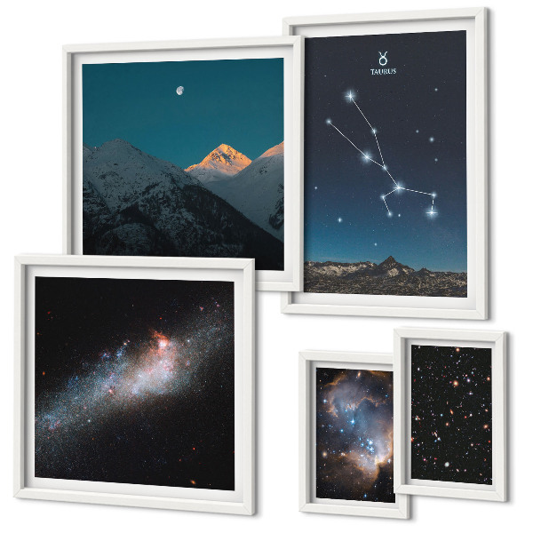 Set di 5 quadri Paesaggi stellari cosmici di notte
