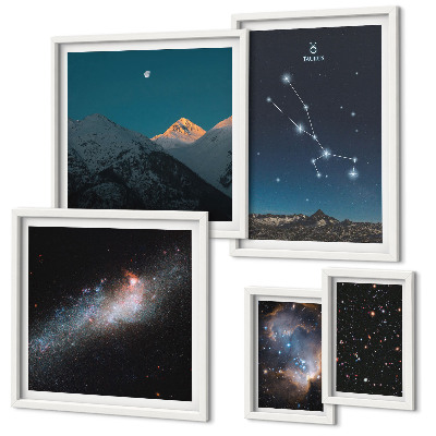 Set di 5 quadri Paesaggi stellari cosmici di notte