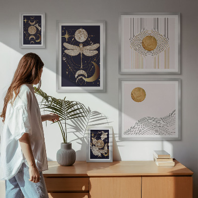 Set di quadri incorniciati Eleganti motivi di insetti spaziali